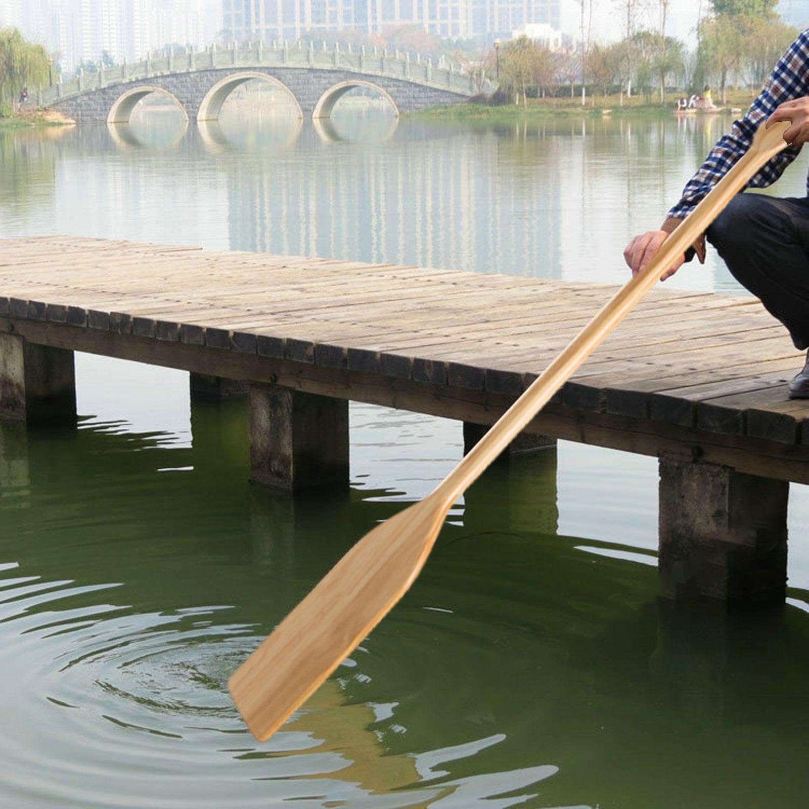 Baoblaze Pagaia Galleggiante in Legno per Barca, Canoa, Remo Robusto per Principianti E Professionisti, Multifunzionale con Vernice, Impugnatura Ergonomica