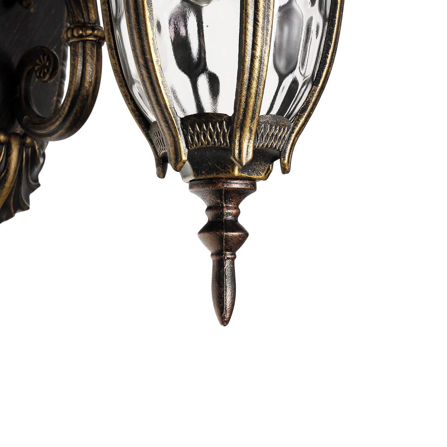 Easylight XL Aussen Wandleuchte FLORENZ rustikal antik H:45cm aus Aluguss & Glas in Schwarz-Kupfer IP44 Spritzwasser geschützt Außenlampe Hof Garten Wandlampe