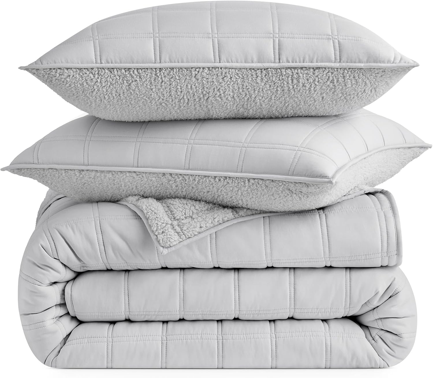 UGG Gizelle King Quilt Set with 2 Pillow Shams Lightweight Bedding with Fluffy Reverse, All Season Washable & Hypoallergenic Bedding for Apartment or Dorm Essentials, King, Stone