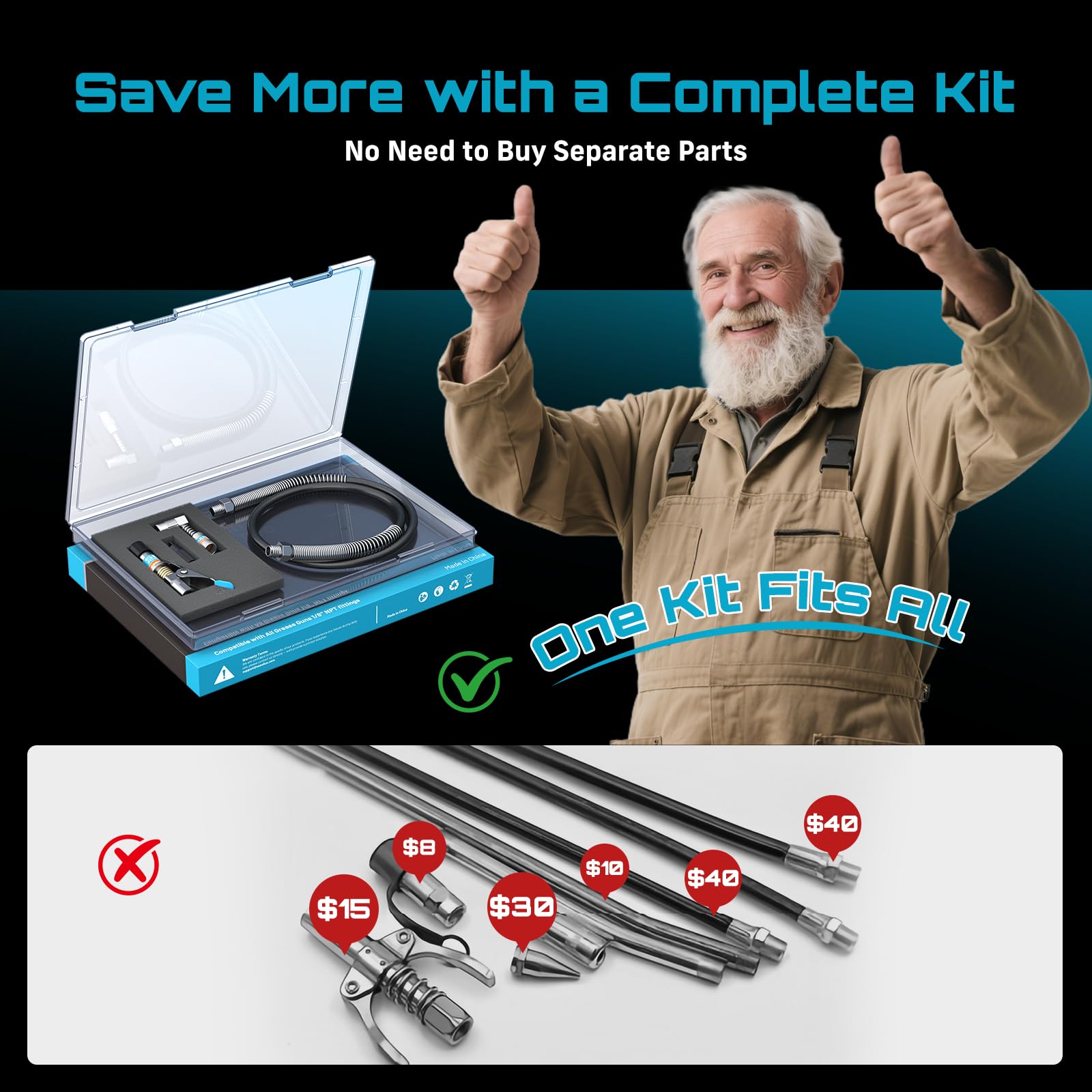 Seesii Grease Gun Kit - 12000 PSI & Accessories -7 Seesii Grease Gun Kit - 12000 PSI & Accessories -7