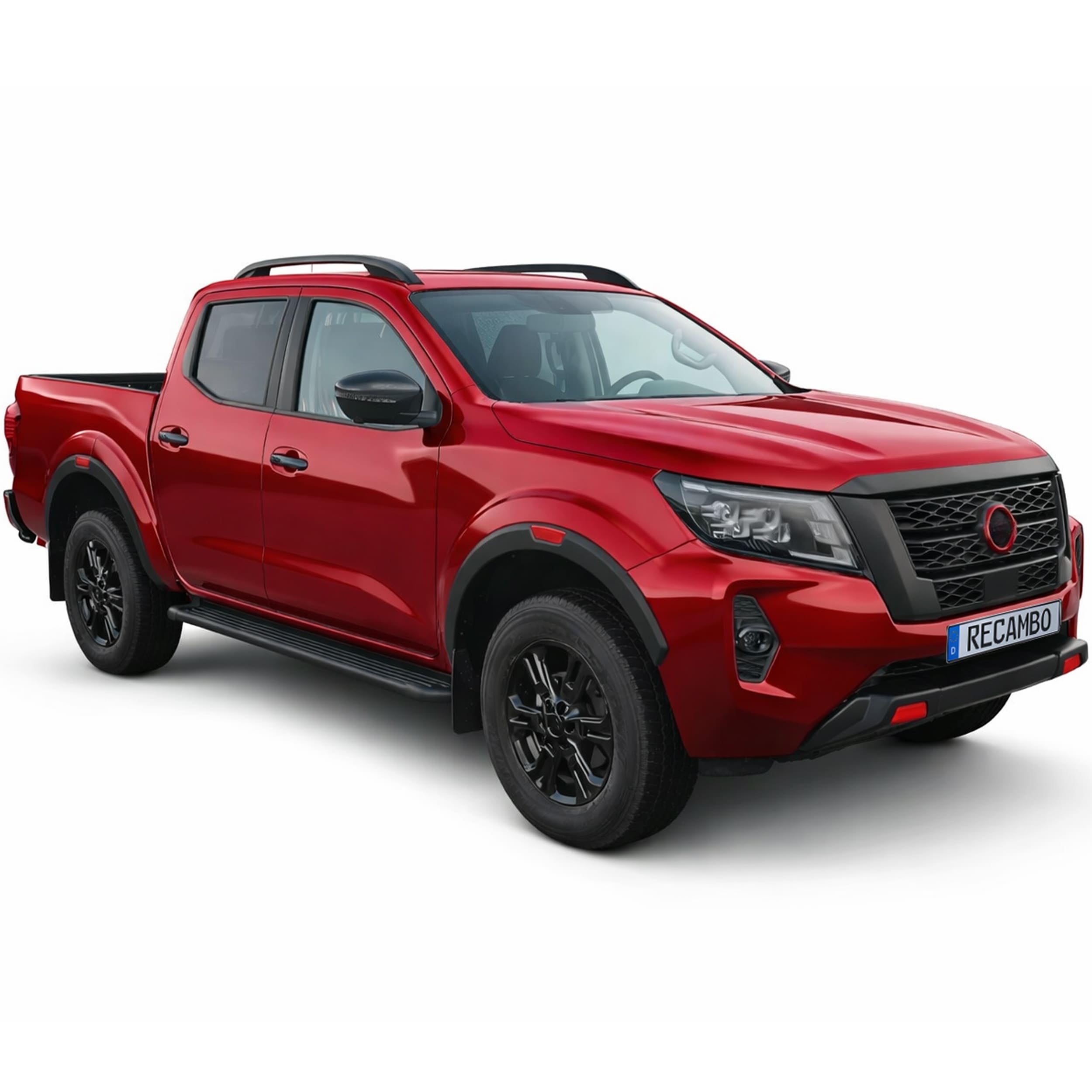 RECAMBO Poszerzenie nadkola poszerzenie błotnika pasuje do Nissan Navara NP300 | D23 | rok produkcji od 2021 > 4-częściowy zestaw ABS - listwy nadkolowe przód tył czarny matowy karoseria część