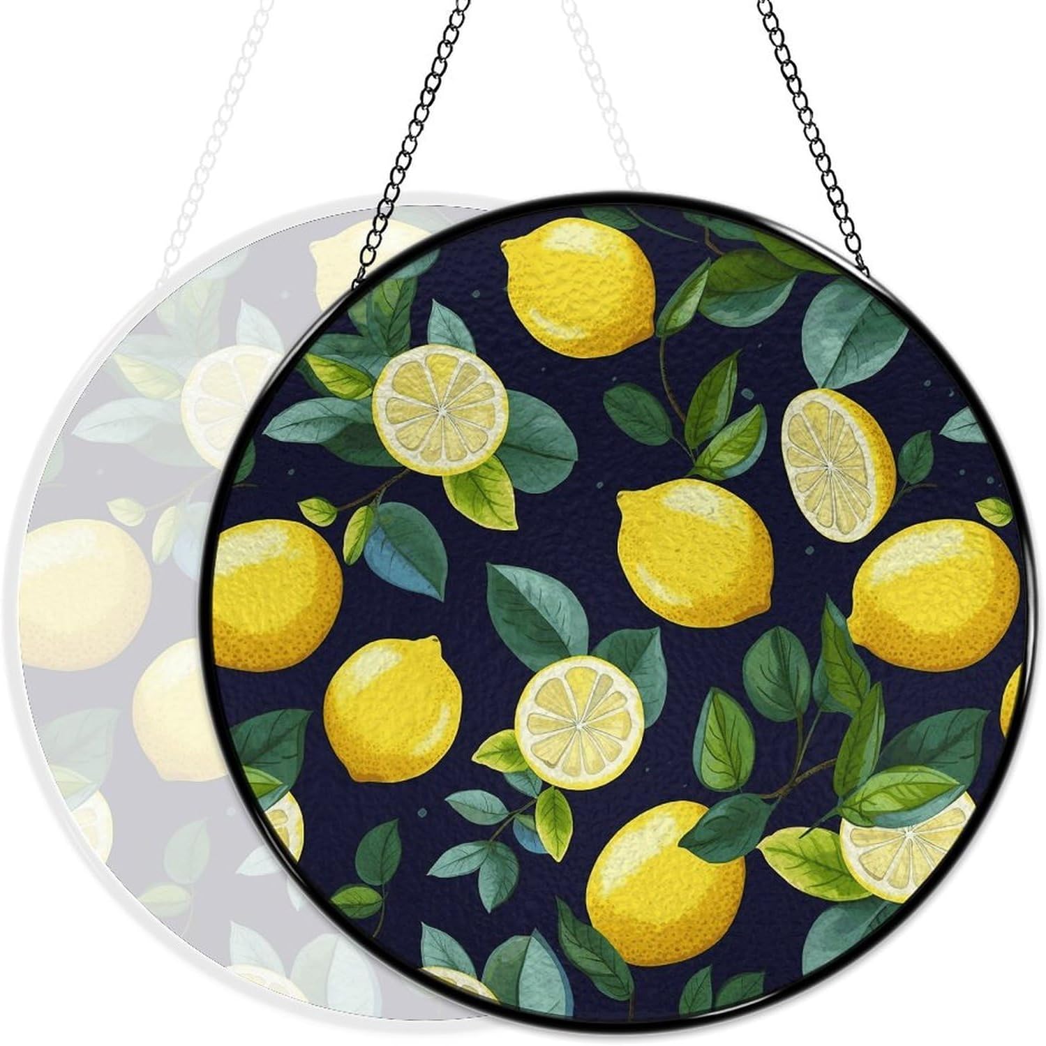 30x30cm Round Stained Glass Suncatcher for Window Hanging Decor with Chain