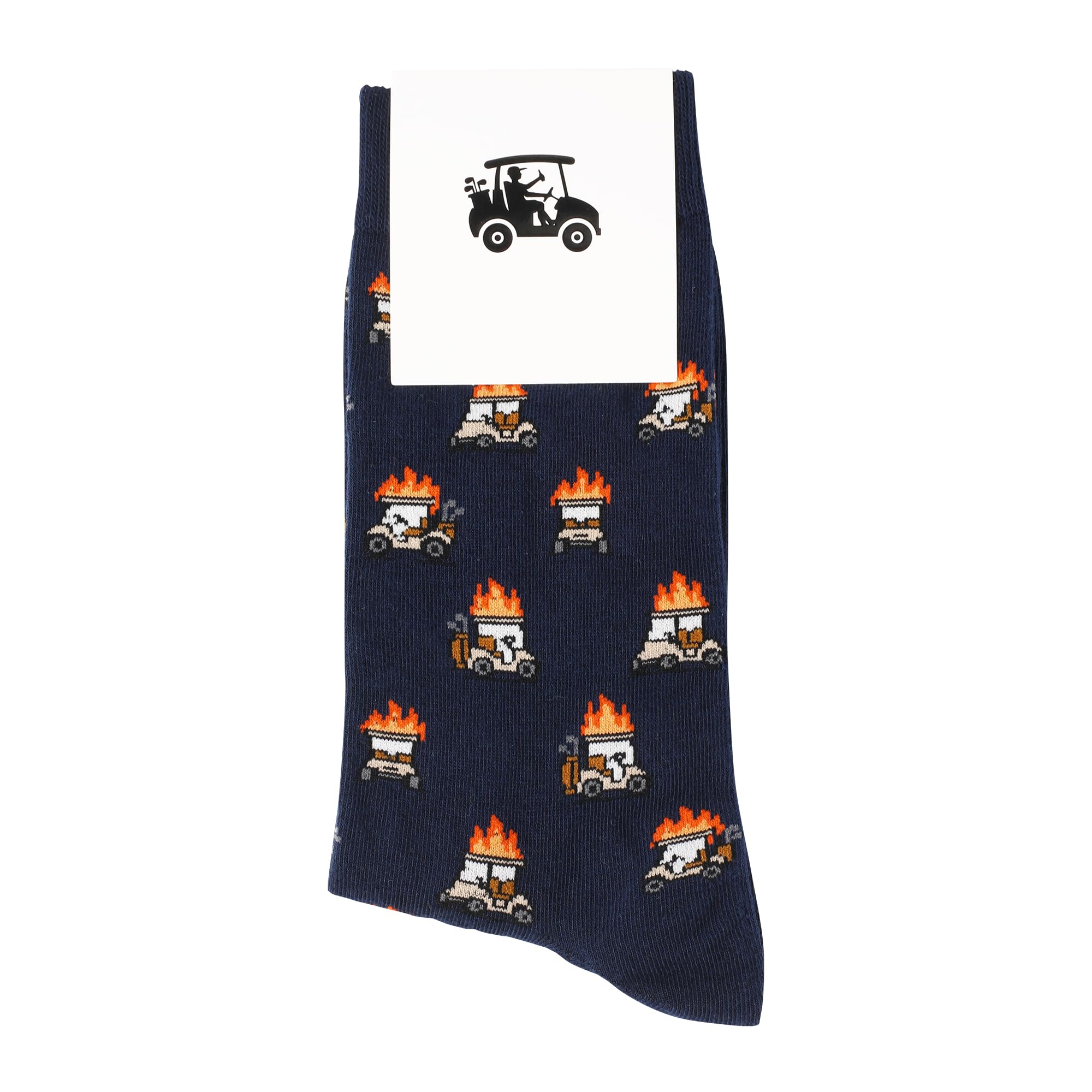 ZEETY Golf Socks – Funny Cart on Fire Novelty Socks, Golf Accessories and Gifts for Men and Women, 1 Pair per Pack, Size 9-13