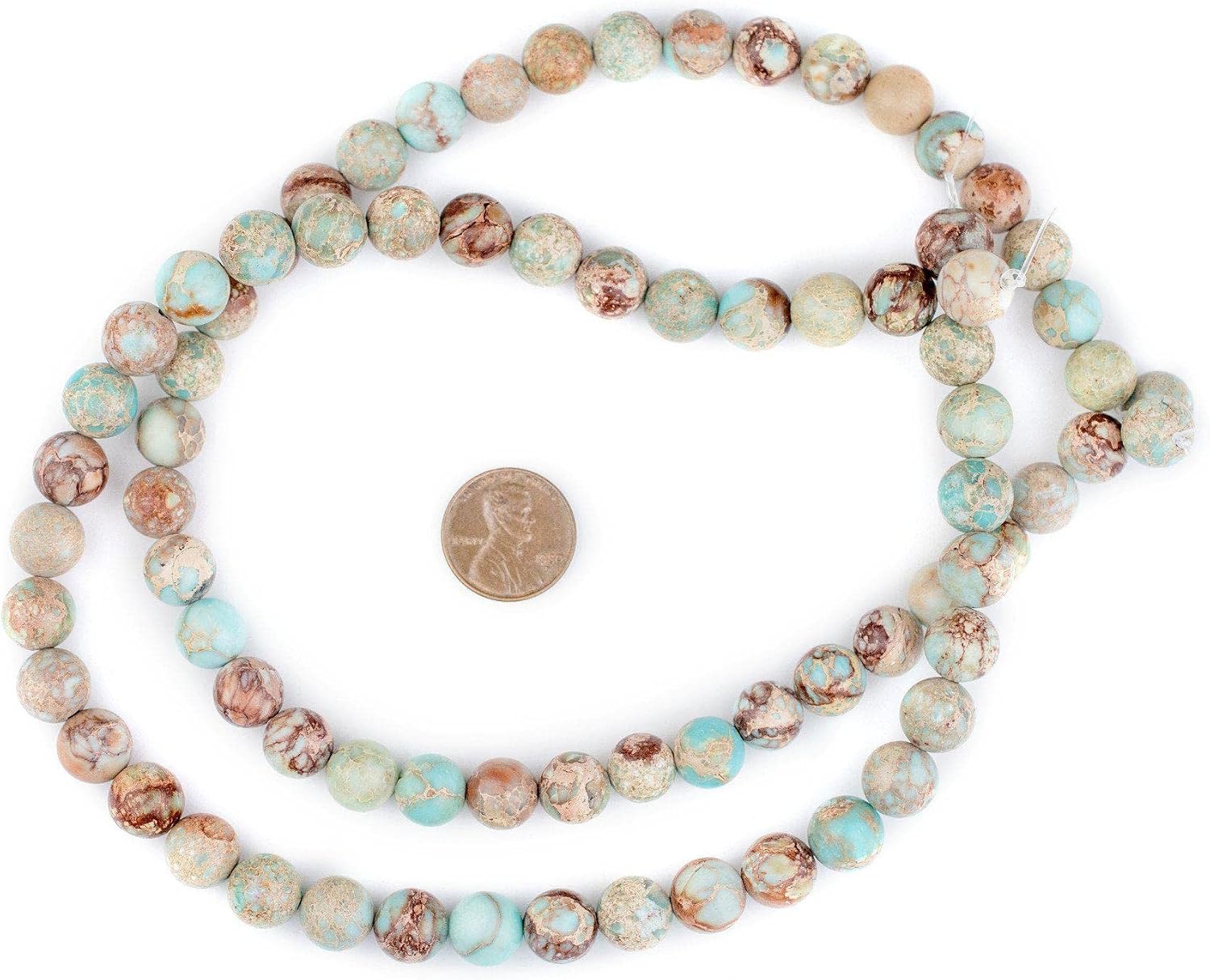 The Bead Chest Turquoise Sea Sediment Jasper Beads (10mm): Organic Gemstone Round Spherical Energy Stone Healing Power Crystal for Jewelry Bracelet Mala Necklace Making