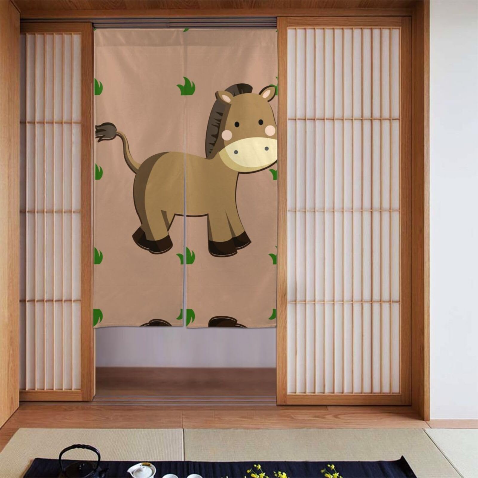 Cortinas opacas que oscurecen la habitación infantil HYTTER Decora con estampado de burro