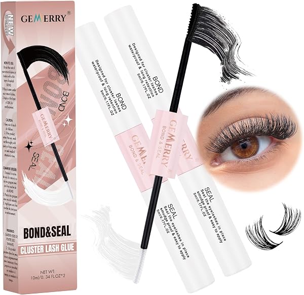 2 unidades de pegamento para pestañas GEMERRY 10 ml, Lash Bond and Seal, extensiones de pestañas, pegamento para extensiones de pestañas, pegamento de 7 días de retención y sellos - 1