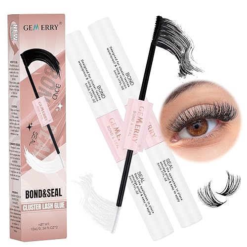 Miniatura 8 de GEMERRY Pegamento de pestañas en racimo para pestañas individuales, larga retención de 48 a 72 horas, pegamento individual impermeable para racimos