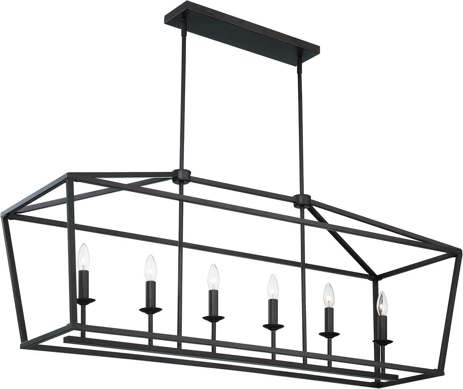 Vanity Art 6 Lights Kitchen Island Linear Pendant Chandelier | Modern Hanging Lighting Farmhouse Light Fixtures for Over Dining Table Kitchen Living Room (Oil Rubbed Bronze) 12036-ORB