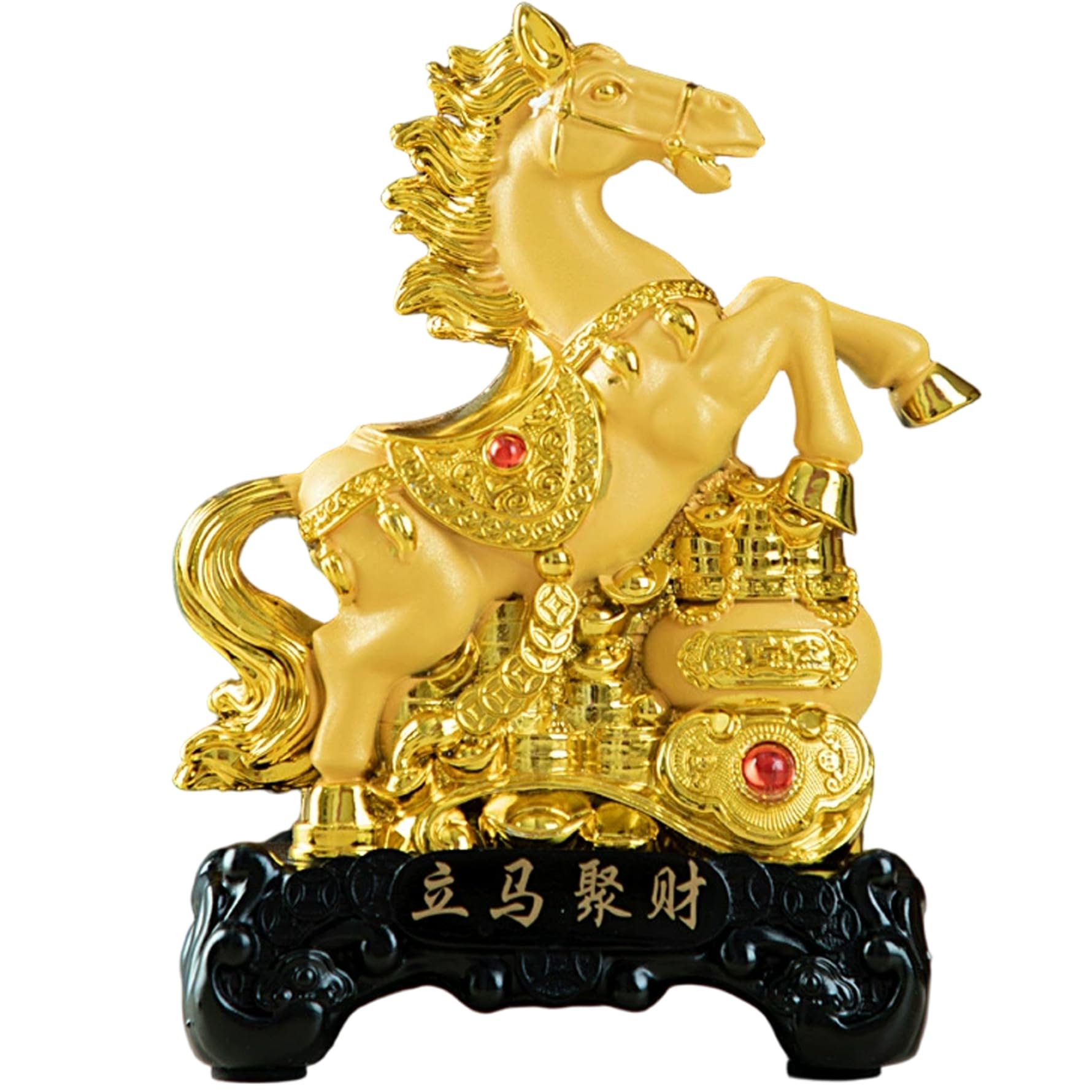 Sculpture de cheval en résine dorée, objet d'art Feng Shui pour salon élégant