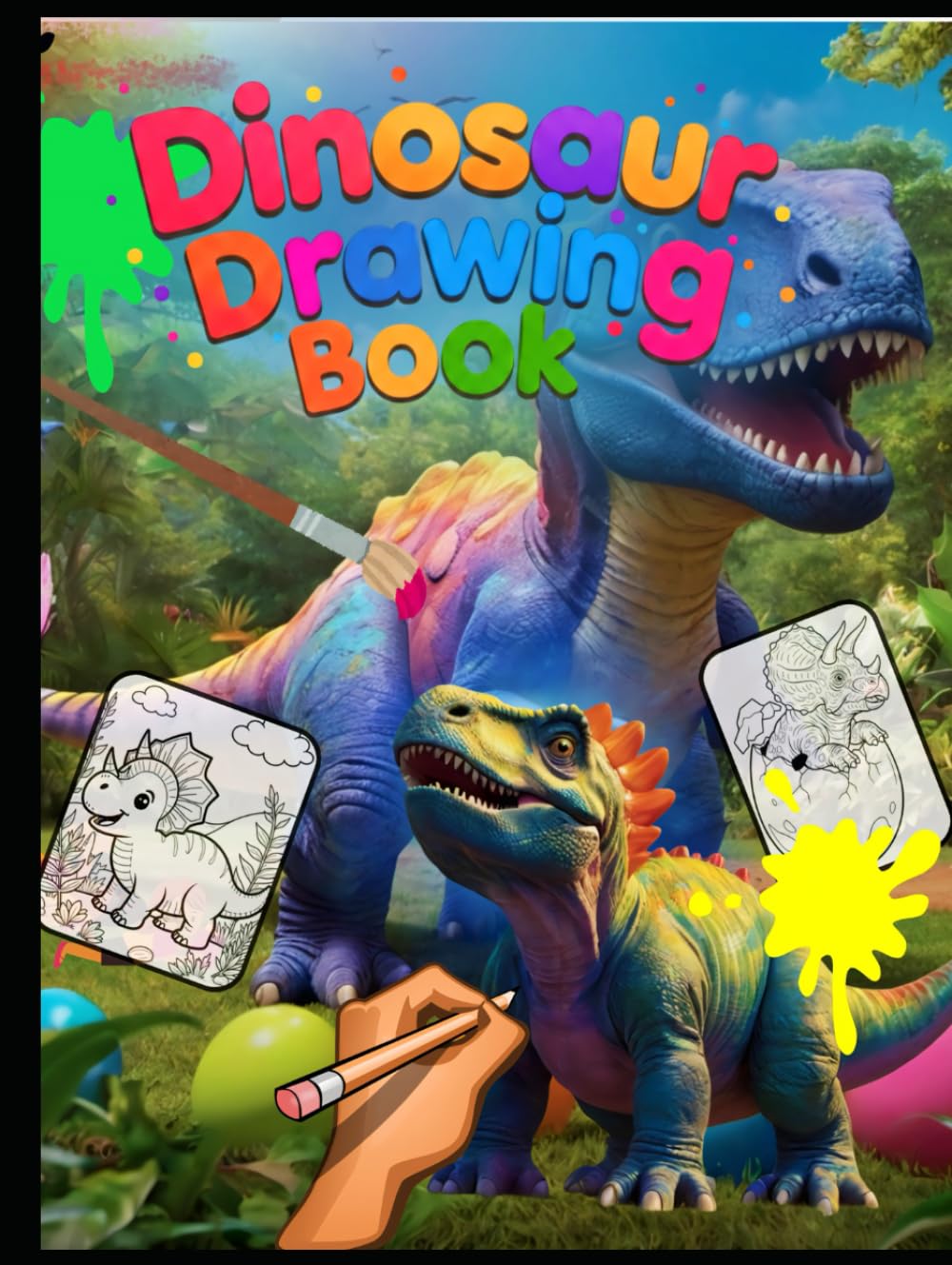 Dinosaur Coloring Book for Kids Ages 3-9: Step by step Toddler Drawing & Activity Book with T-Rex, Triceratops, Brontosaurus, and More Fun Dinos!