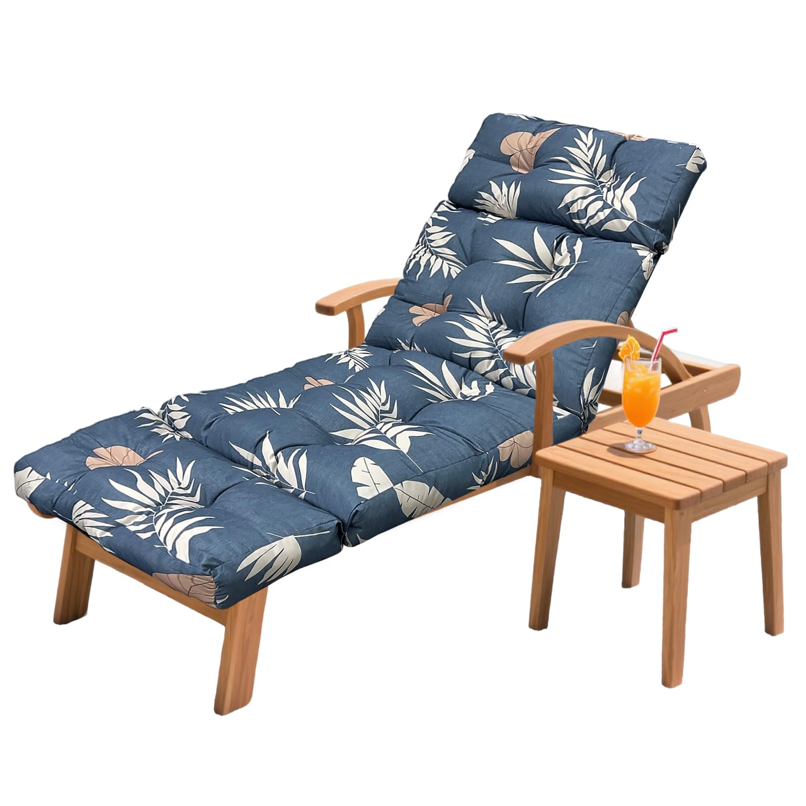 Photo 1 of HCyopin Outdoor Chaise Lounge Chair Cushion 75.1 x 23.6 x 4.7in, Waterproof Replacement Cotton Patio Thickened Pool Lounge Chair Cushion with Ties for Patio Outdoor Furniture,Tropical Leaf