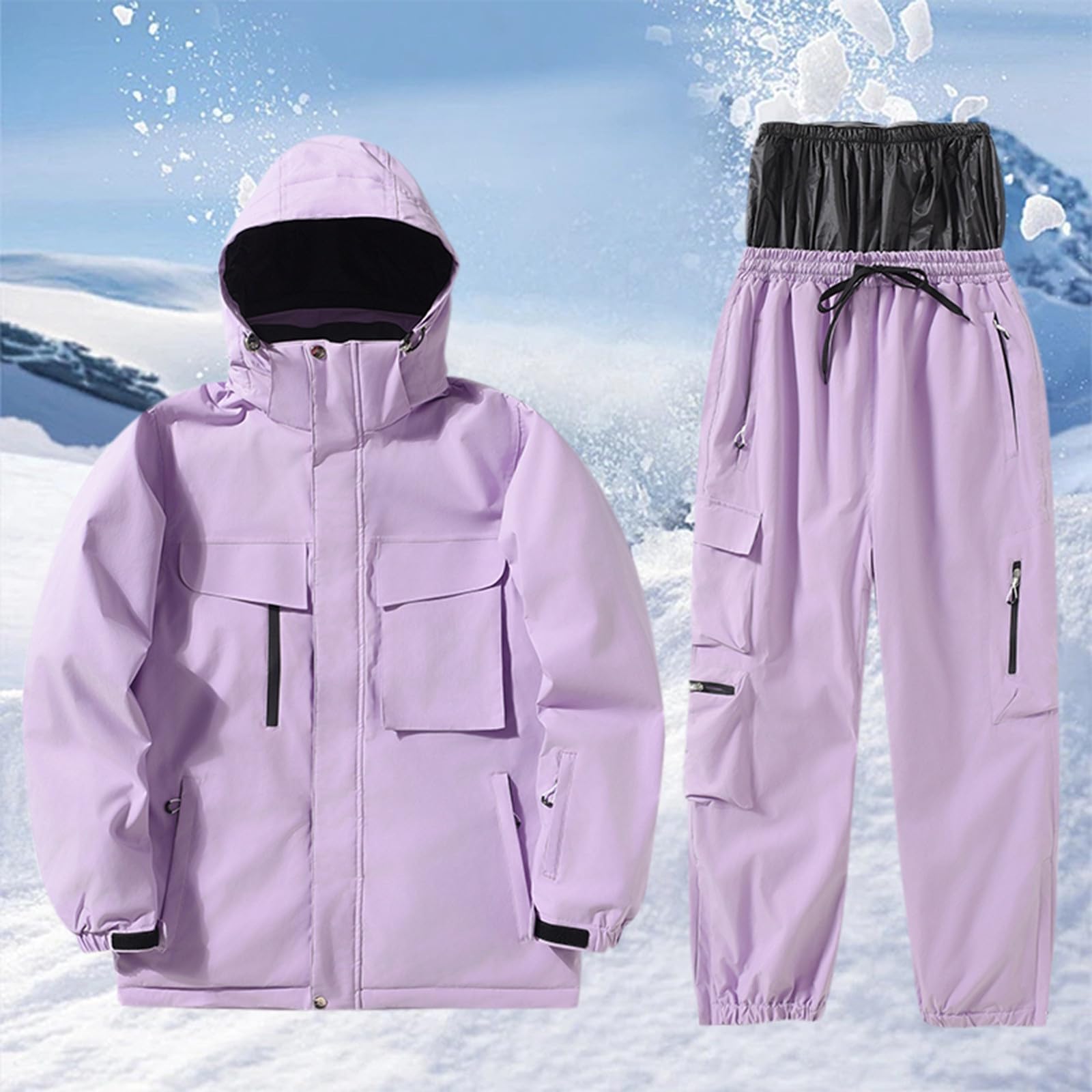 Generico Tuta da Sci da Snowboard per Uomo Uomo e Donna Giacche e Pantaloni Sci Set Tuta Neve Antivento isolata Inverno Caldo Cappotto Neve Snowboard