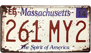 Massachusetts License Plate Aluminum Novelty Car Decor License Plates 12"x6" Front of Car Decorative Retro Rusty License Plate for Men Women Car-21