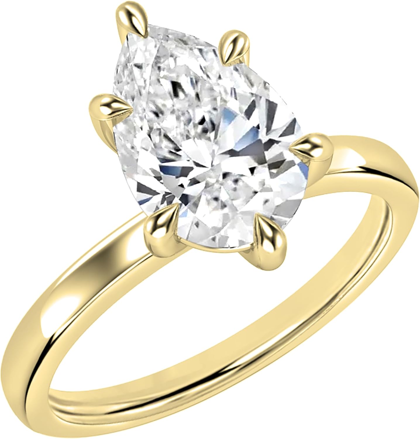 IGI Certified 2.00 Carat Pear Shape Lab Grown White Diamond Sparkling Solitaire Engagement Ring for Women in 10K Solid Gold