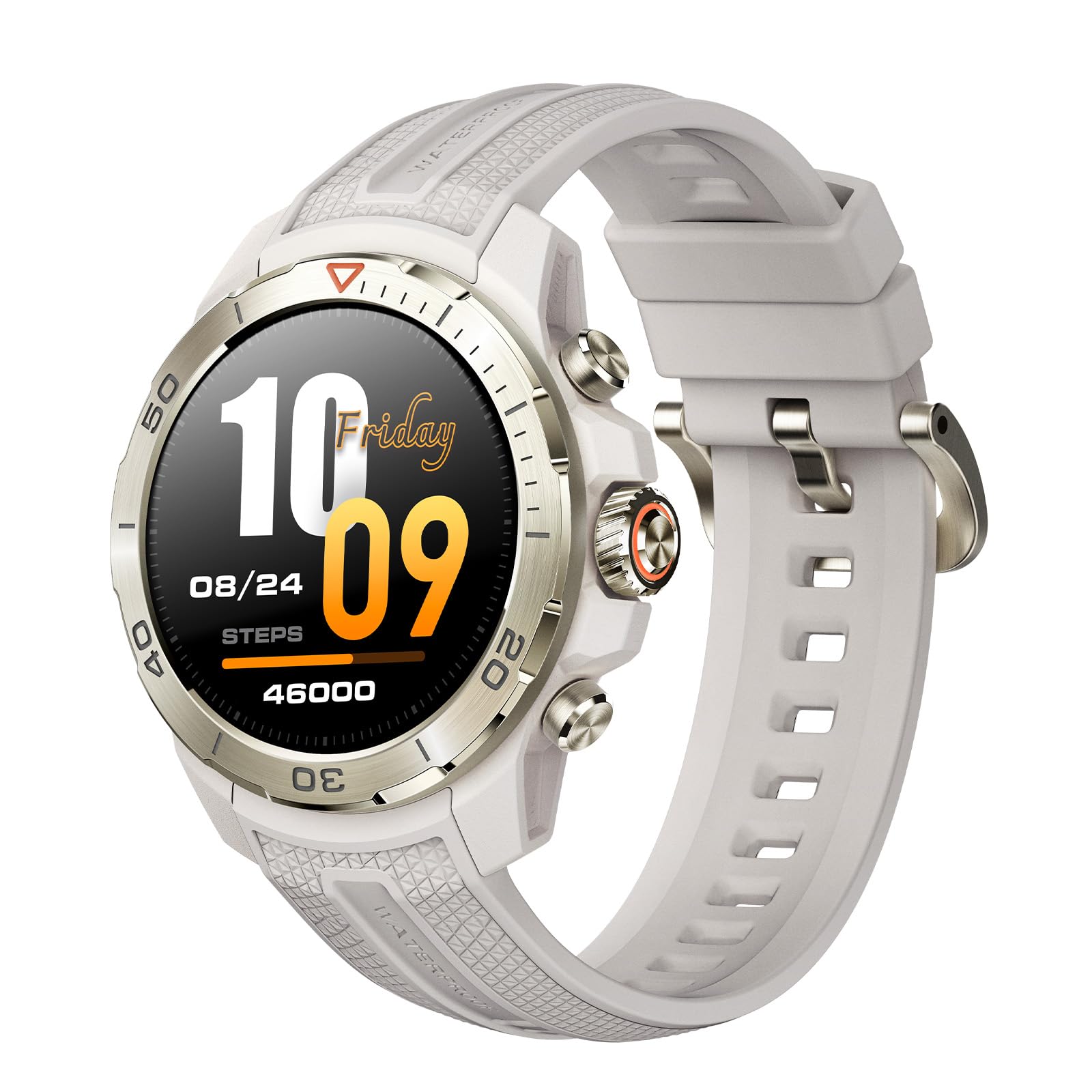 Mibro GS Explorer GPS Smart watch man women 1500nit AMOLED Fitness SmartWatch Bluetooth Sleeping Monitor Trajectory Tracker 10ATM Waterproof for ios and Android,60 Days Battery (Desert White)