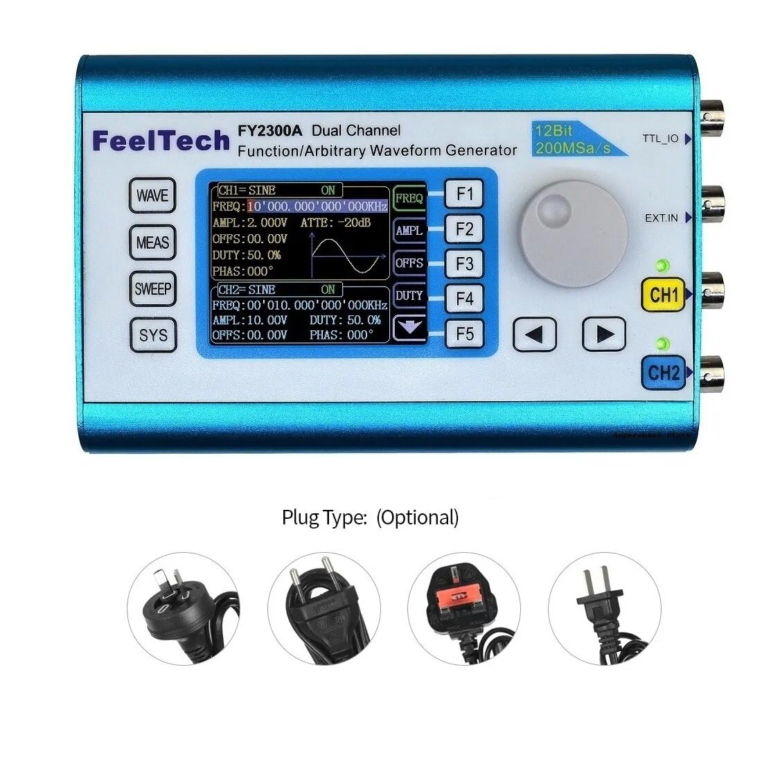 FY2300 12M 20M Digital DDS Dual-Channel Function Frequency Meter Multifunctional Higher Stability Signal Generator(FY2300 20M)