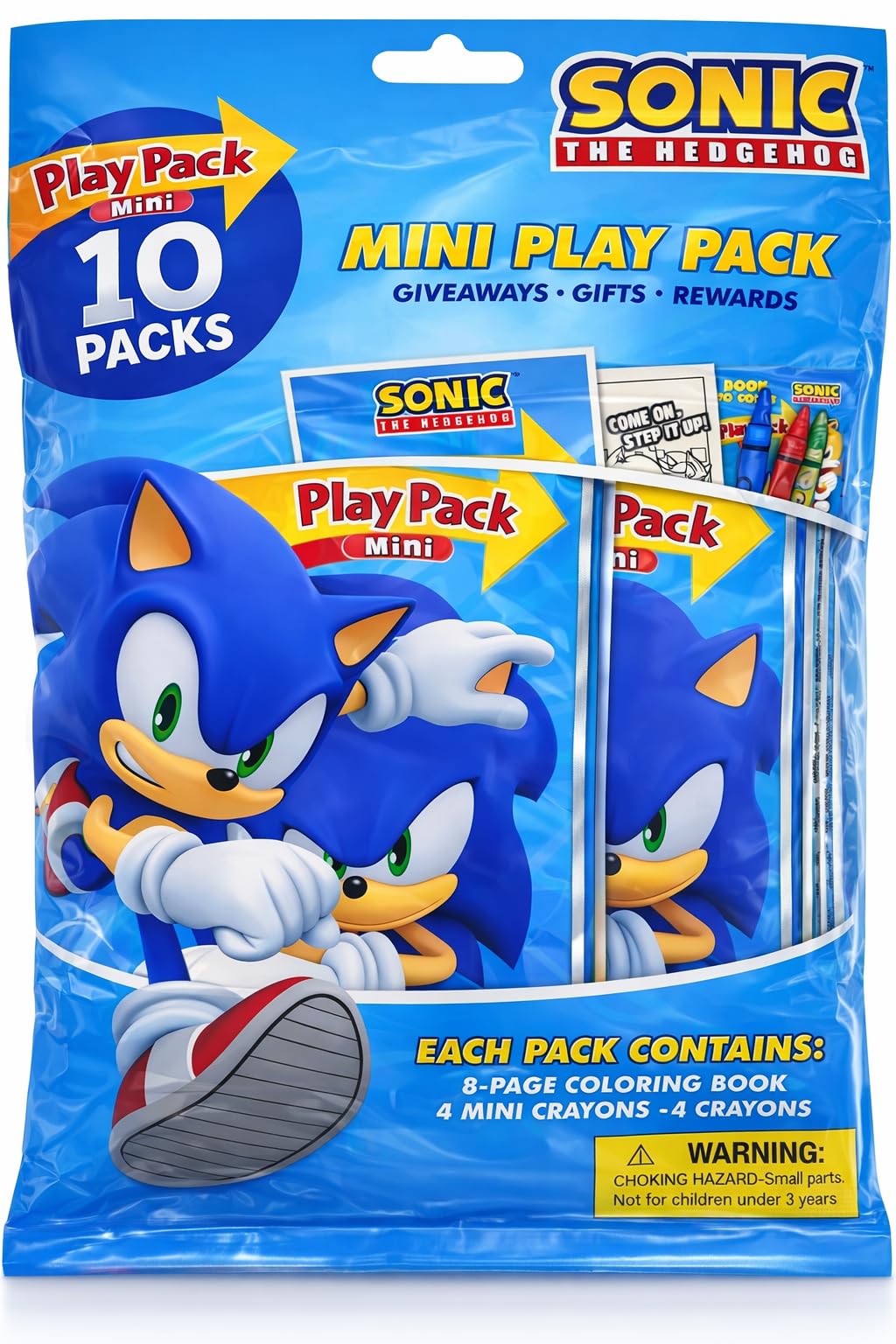 Sonic the Hedgehog Play Packs | Sonic Party Favors | Sonics Coloring Pad, 2 Mini Crayons, and a Sticker | Officially Licensed | 10-Pack Goodie Bags