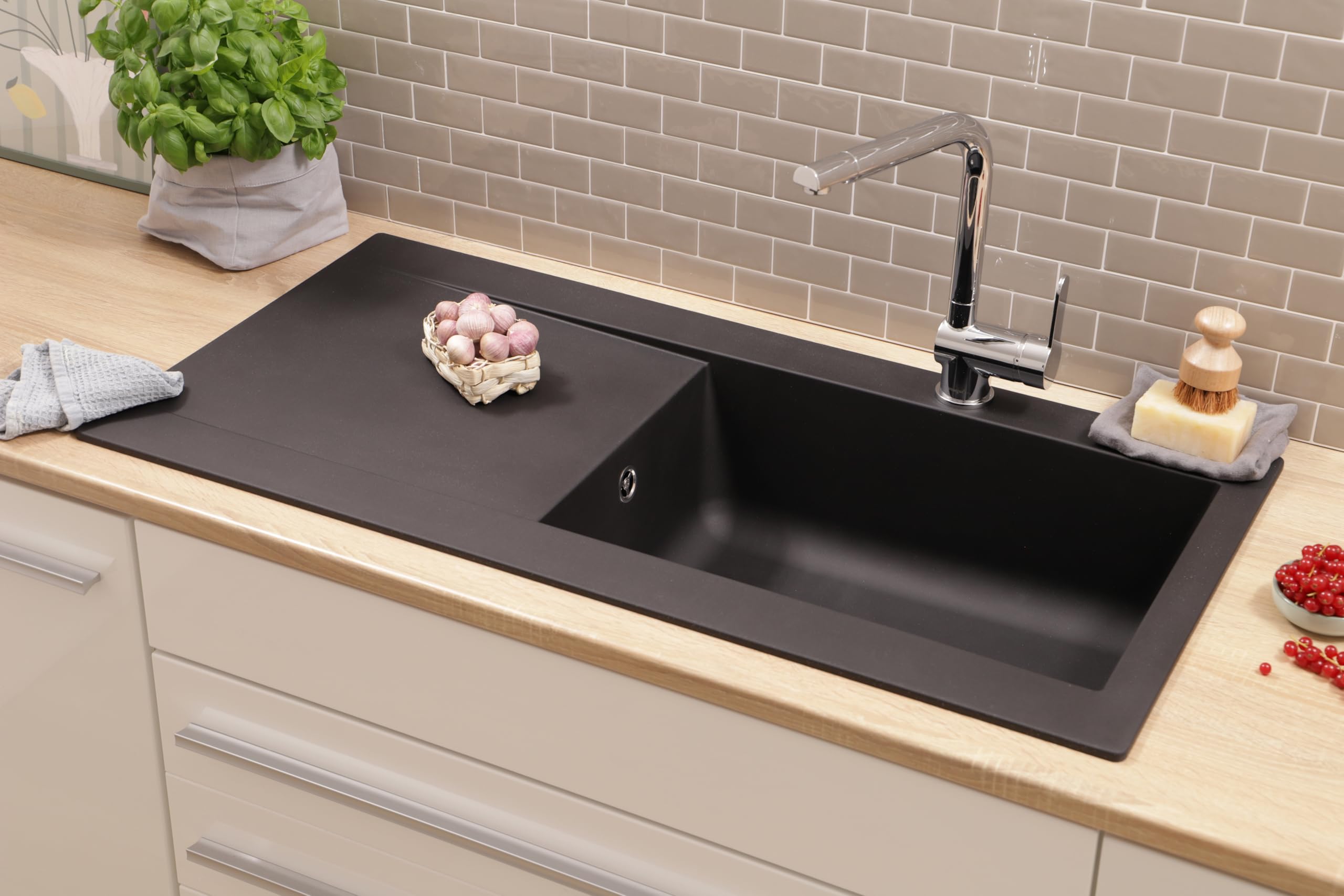 Respekta Denver Lavello da incasso in Mineralite 100x50 cm, nero