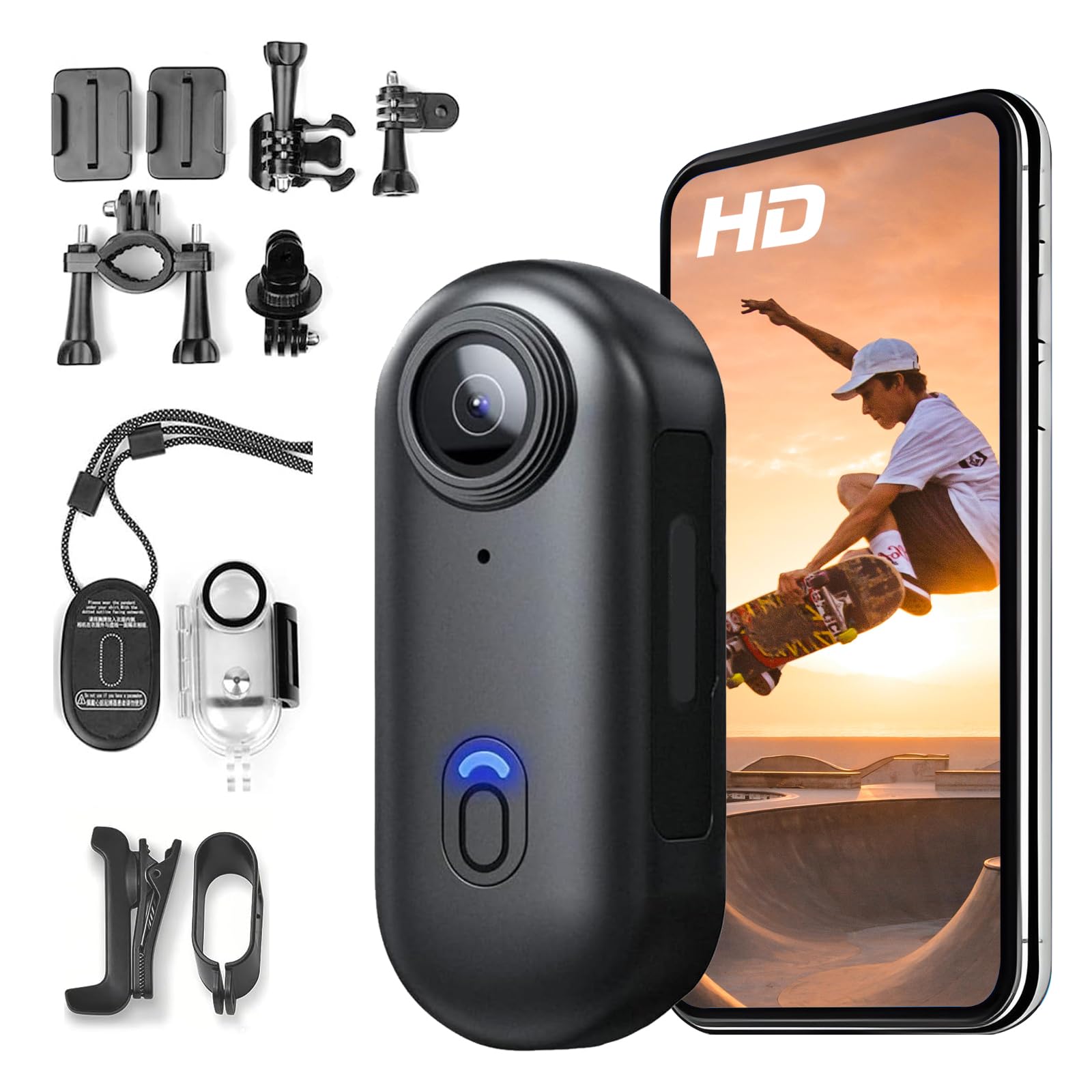 H7Pro 1080P Thumb Action Camera, Mini Body Cameras, Wearable POV Portable Body Cam with Magnetic Lanyard & Waterproof Case, Hands-Free Recording, Helmet Cam for Work, Cycling, Vlogging (No Card)-picture-19