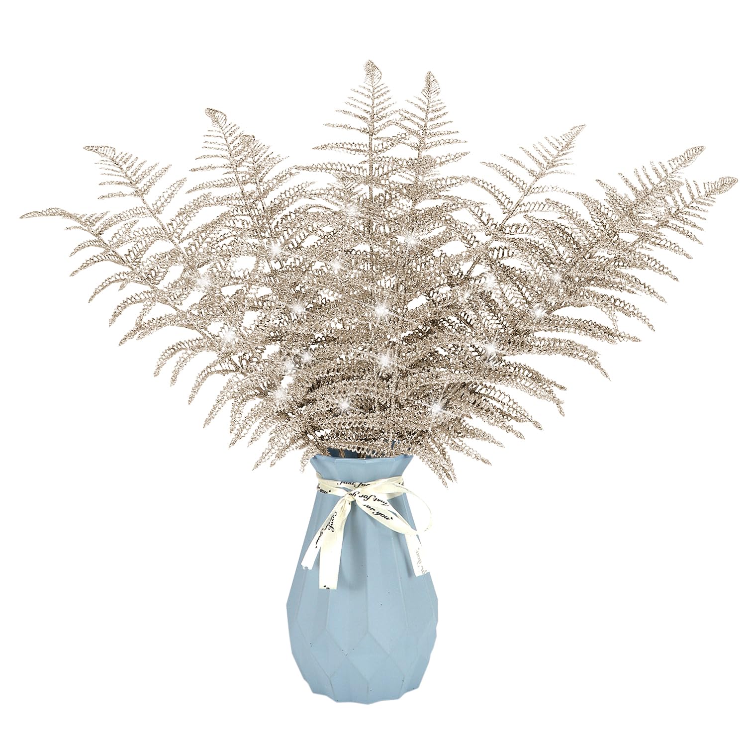 Homestreet Plettro Glitterato Per Decorazioni Natalizie Con Foglie E Bacche - Ramo Di 29 Cm, Colore Argento - Per Ghirlande, Centrotavola E Torte - 3
