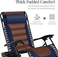 Vista 5 de Best Choice Products Silla acolchada de gravedad cero de gran tamaño, reclinable plegable para patio al aire libre, tumbona antigravedad XL