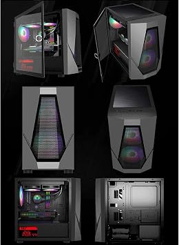 ATX Mid-Tower Gaming Computer Case, Tempered Glass Side Panel-Integrated RGB Lighting, Support M-ATX, ITX Motherboard, USB2.0-USB3.0, Support Water Cooling (Color : Black)
