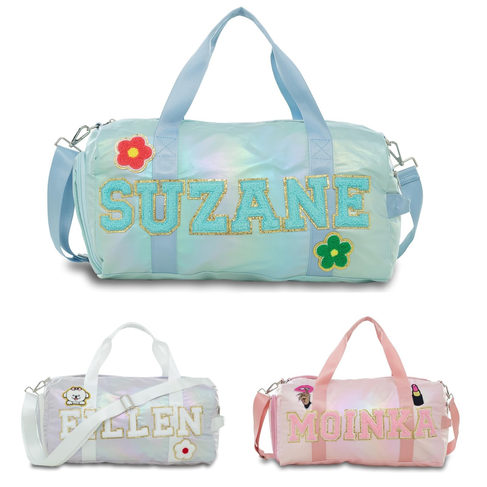 Personalized Gymnastic Bag for Wowem,Custom Sports Duffel Bag with Chenille Letters,Embroidery Name Travel Duffel, Weekender Overnight Bag,Dance Bags