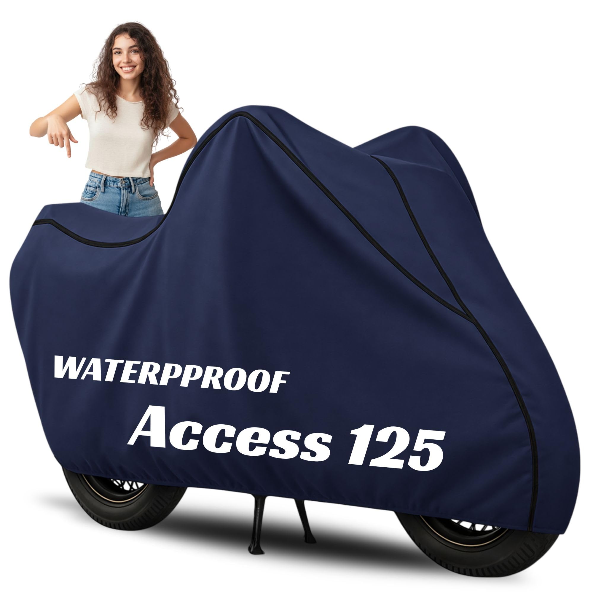 100% Waterproof Access 125 Sccoty Cover | Polyester Body Cover for Rain & Sun | UV Protection, Dustproof, Scratch Resistant, Windproof, Heat Resistant, Vehicle Specific Fit (Blue)-image-8