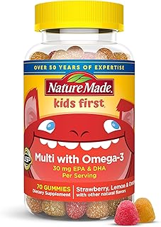Nature Made Multivitamínico para niños con omega-3, vitaminas y minerales para apoyo nutricional, 70 gomitas multivitamínicas para niños