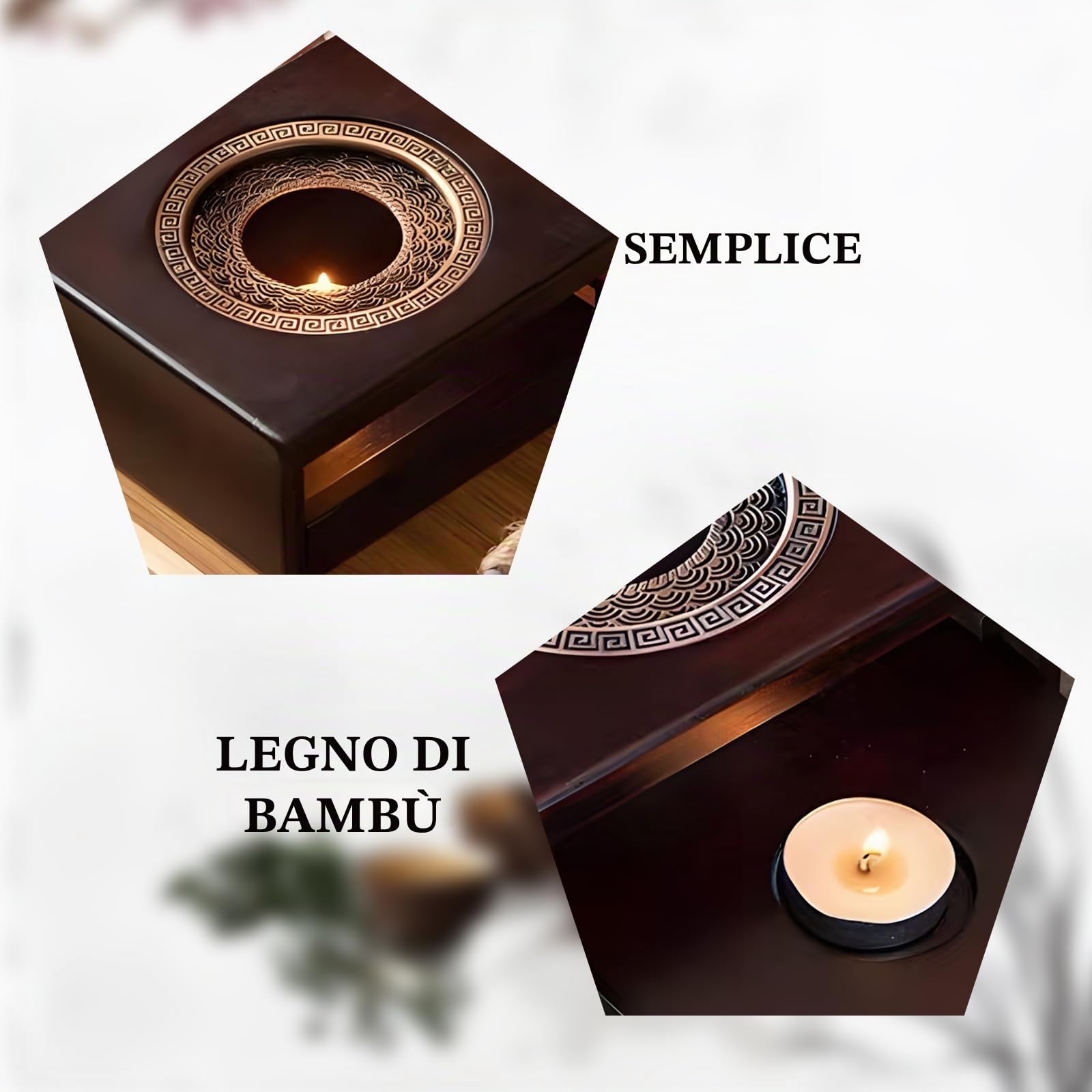 Scalda Teiera in Bambù,Scalda Teiera con Porta Candela,Scalda Tè e Caffè per Isolamento e Riscaldamento,Alta Qualità,Scuro, Quadrato