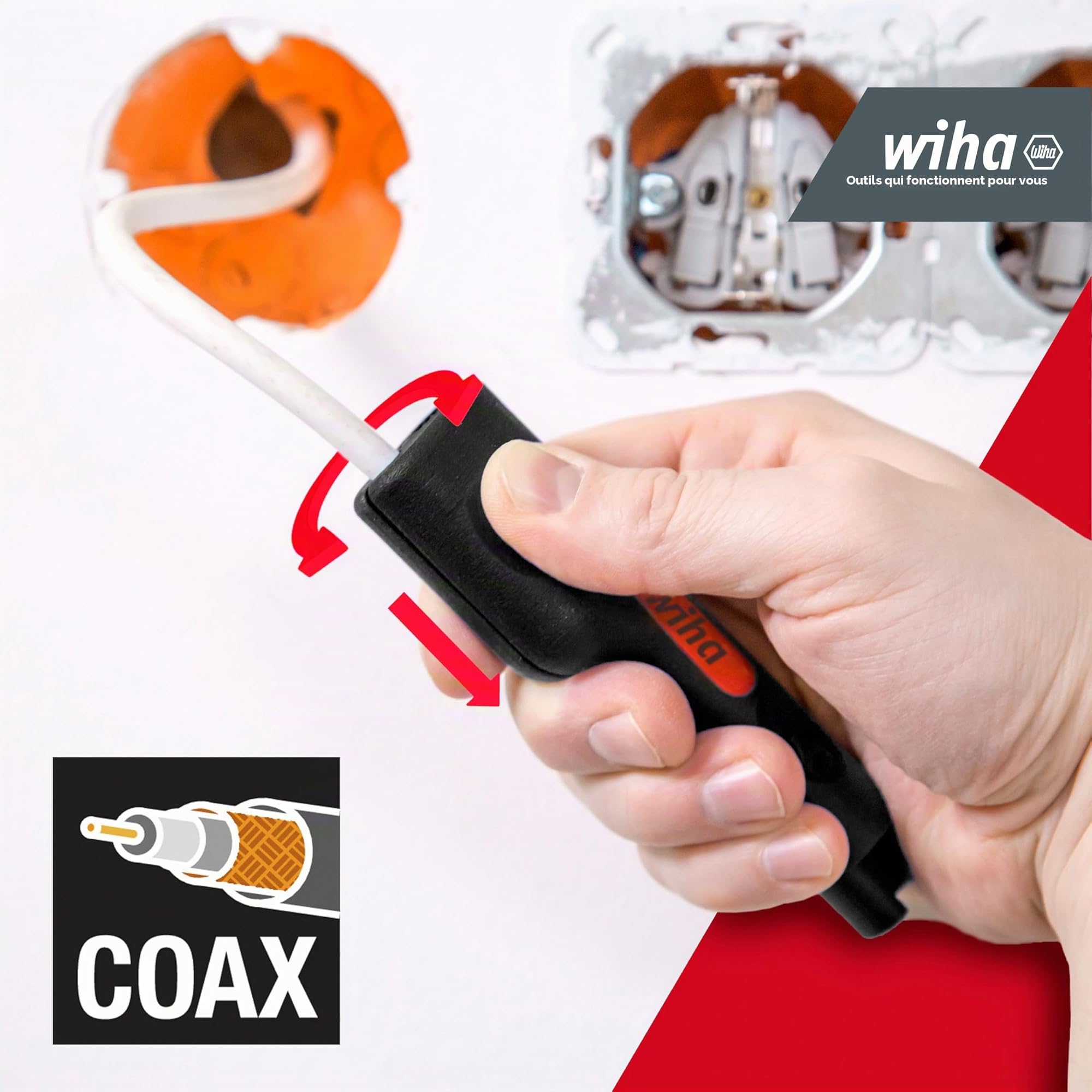 WIHA 44241 - Herramienta para pelado y montaje de cables coaxiales Ref. Z73200306SB