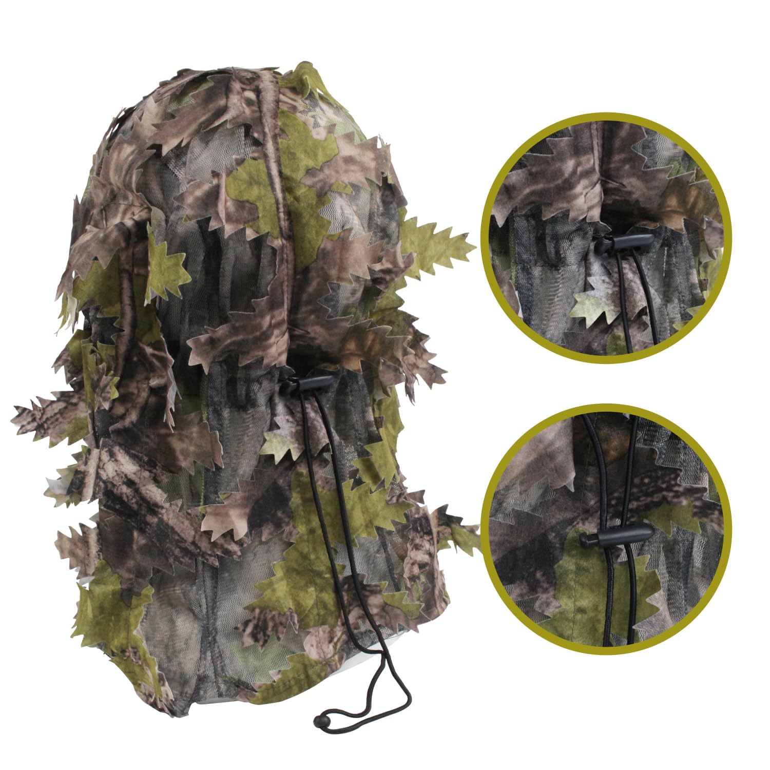 Fousam 3D Camouflage Leafy Full Face Mask Headwear, 2-in-1 Adjustable Hat Mask Netting, Sniper Veil for Ghillie Suit, Hunting