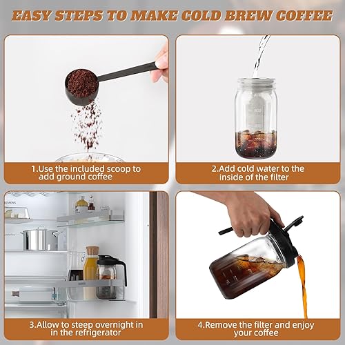 Miniatura 36 de Jarra de vidrio Mason Jar - Jarra de leche materna de 32 onzas con tapa de boquilla para vertido, sellado hermético, ideal para café frío, jugo