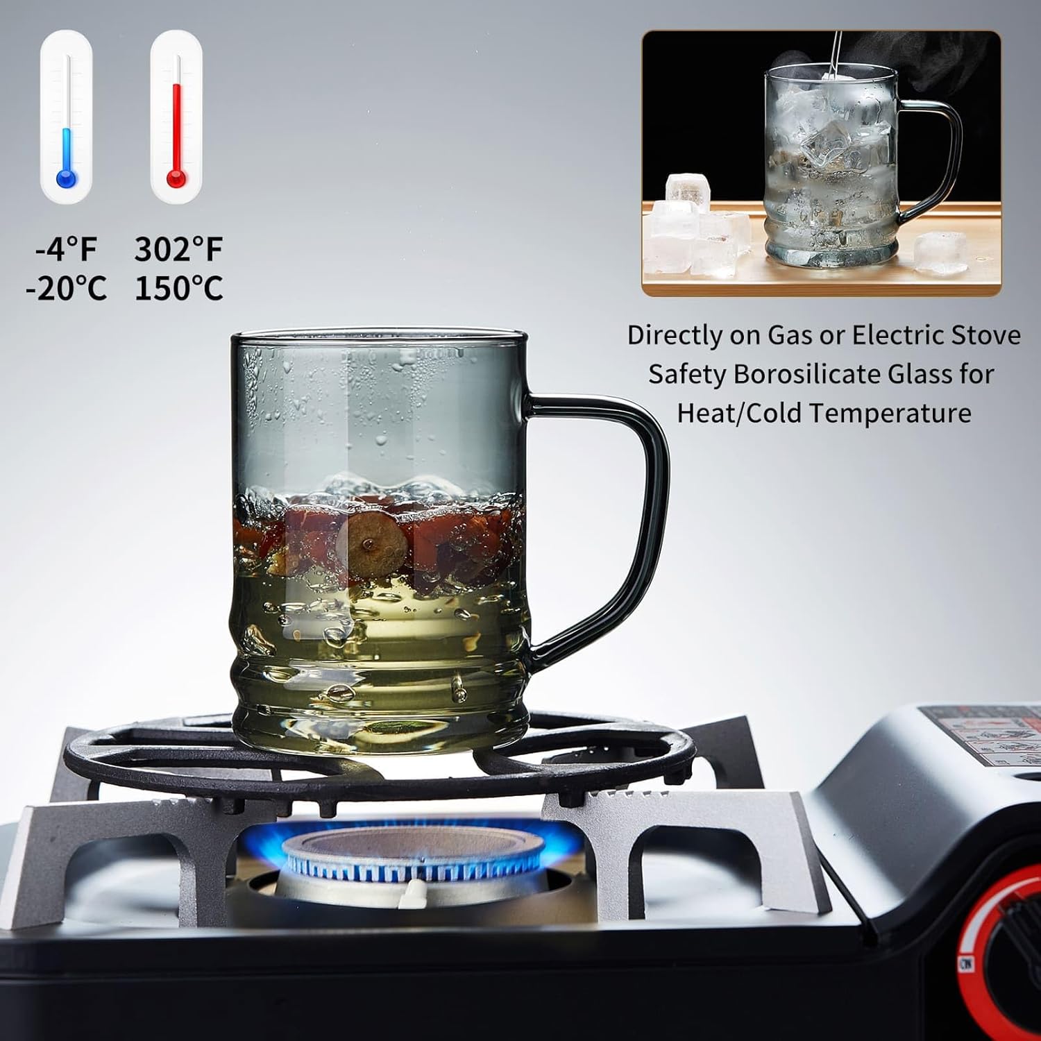 Unbreakable Glass Tea Cup with Infuser and Lid 14.5 fl oz, Heat Resistant Borosilicate Glass Tea Infuser Mug for Blooming and Loose Leaf Tea, Gas Stovetop Safe - Image 6