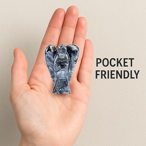 Miniatura 34 de Estatua de ángel de angelita de 2 pulgadas, hermosa piedra preciosa de ángel de la guarda, ángel de cristal natural, tallados a mano para promover