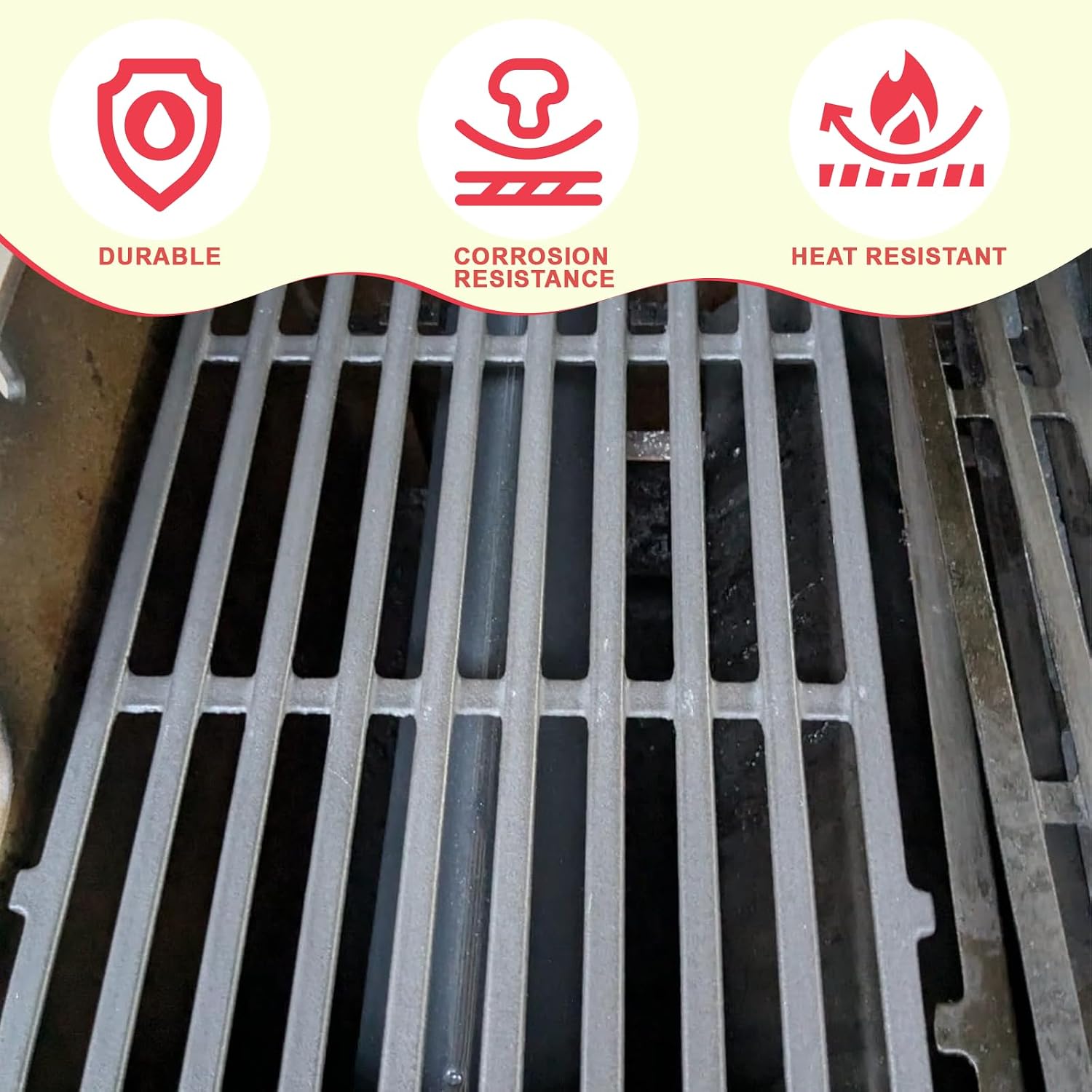 Spirit E210 Grill Grates for Weber Spirit Series E210 S210 E215 E220 S215 S220 Grills Parts, for Weber GS4 Spirit 2 200 E210 S210 Replacement Parts (Front Mount Controls), Cast Iron, 17 Inch, 7637