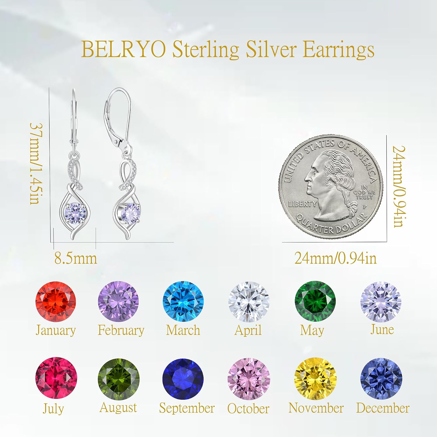 Infinity Leverback Earrings 925 Sterling Silver Cubic Zirconia Earrings Dangle Drop Earrings Birthday Christmas Anniversary Jewelry Gift for Women