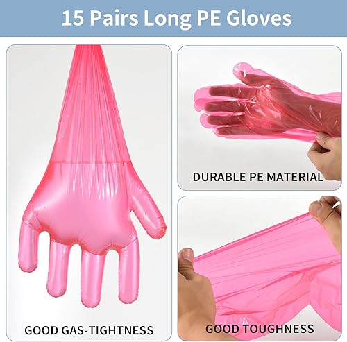 Miniatura 2 de Zuzuxia 50 pares de guantes de caza de campo, guantes de caza de ciervos, guantes de caza de ciervos con 25 pares de guantes largos de polietileno