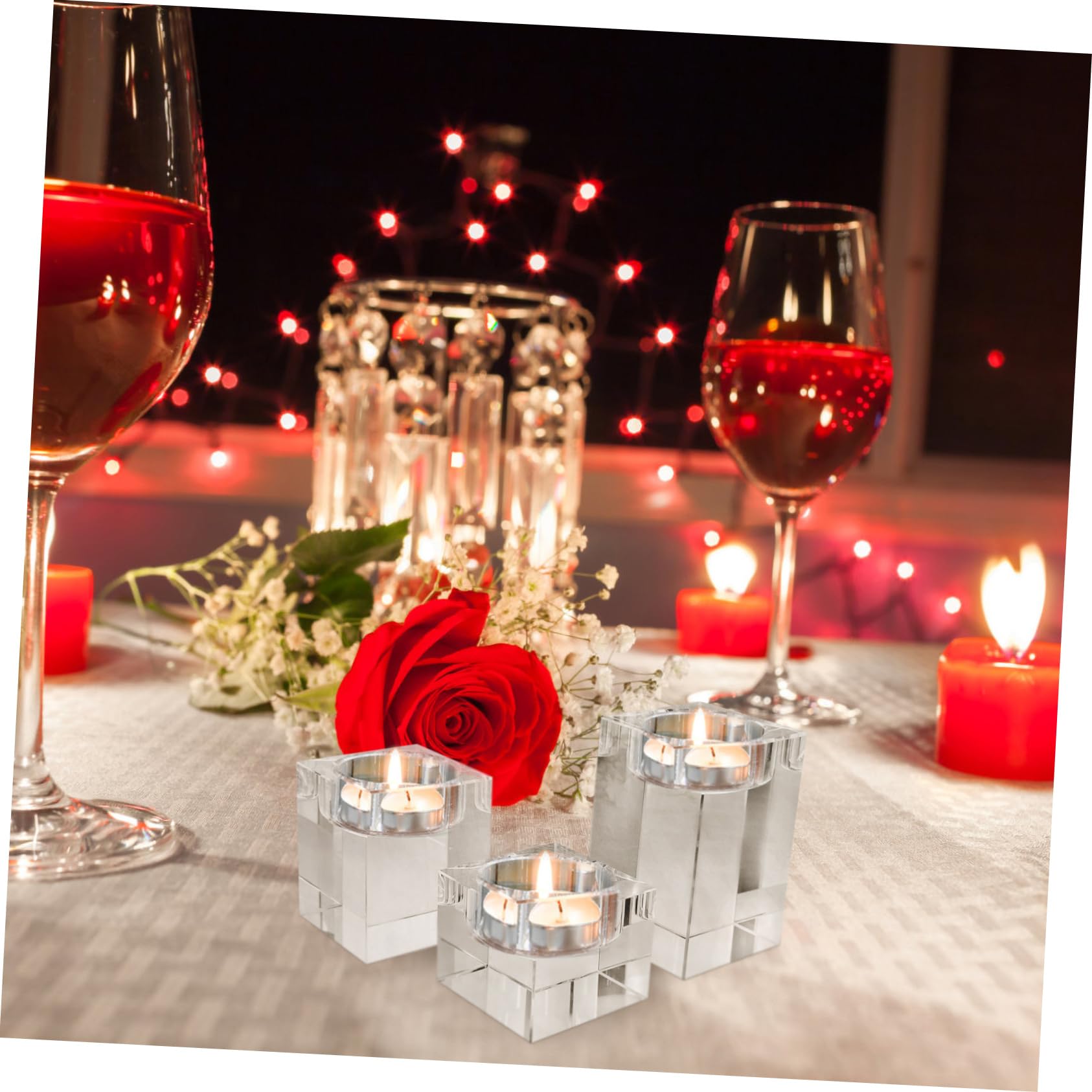 Portavelas de Té de Cristal 3 Piezas para Mesa y Bodas