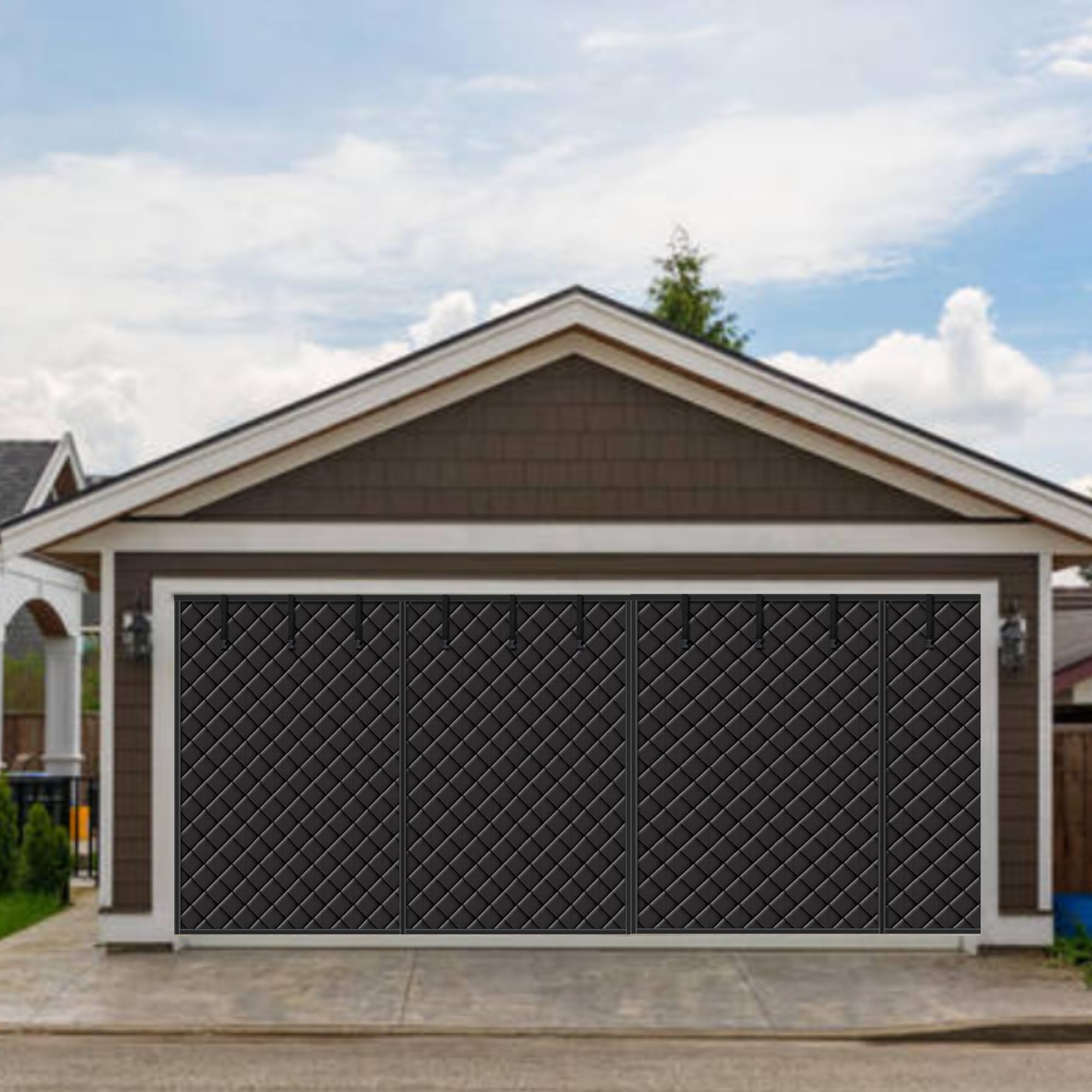 Rideau magnétique à isolation thermique pour porte de garage - 275 x 215 cm - Avec 6 boucles de rangement - Tissu Oxford 600D - Isolation thermique - Imperméable au froid - Coupe-vent