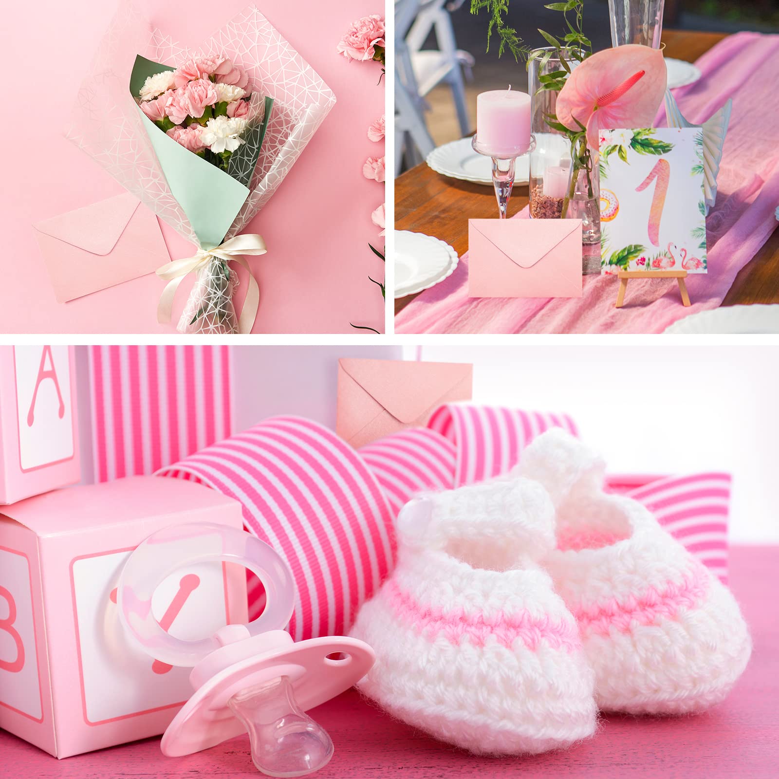 400 buste per biglietti da visita, biglietti da visita, biglietti da visita, biglietti da visita, buste piccole per Natale, Ringraziamento, compleanno, matrimonio, auguri, 10 x 6,9 cm (rosa chiaro)