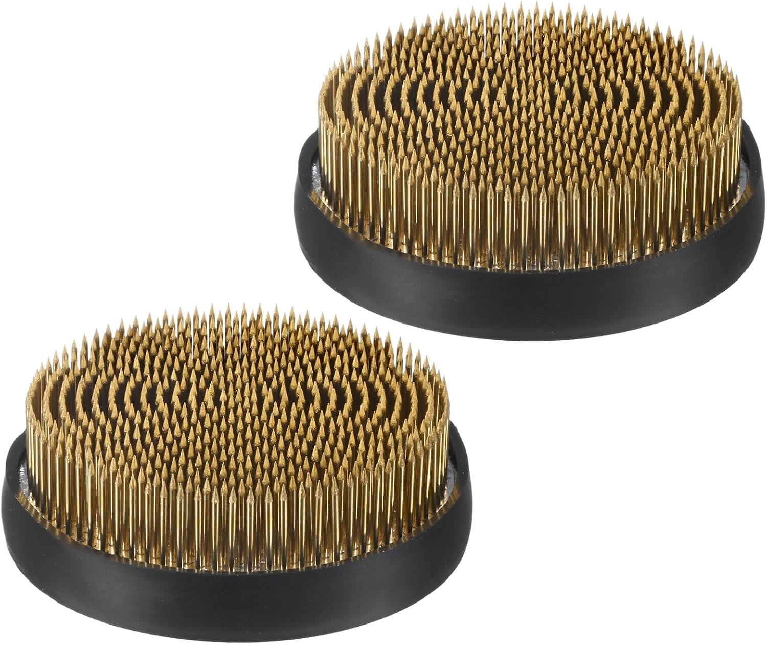 M METERXITY 2-Pack Flower Frog 3.74" Round Copper Floral Arranger Pins Ikebana Holder W Rubber Base for Flower Arrangements/Craft Plant/Home Decor, Floral Kenzan Fixed Tool [1.1cm Pins]