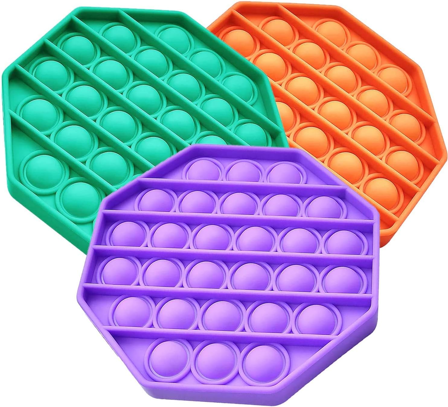Leencum 3PCS Push pop pop Bubble Sensory Fidget Toy,Squeeze Sensory Toy,Silicone Stress Reliever Toy,Autism Special Needs Stress Reliever,for Family,Kids,Students,and Friends