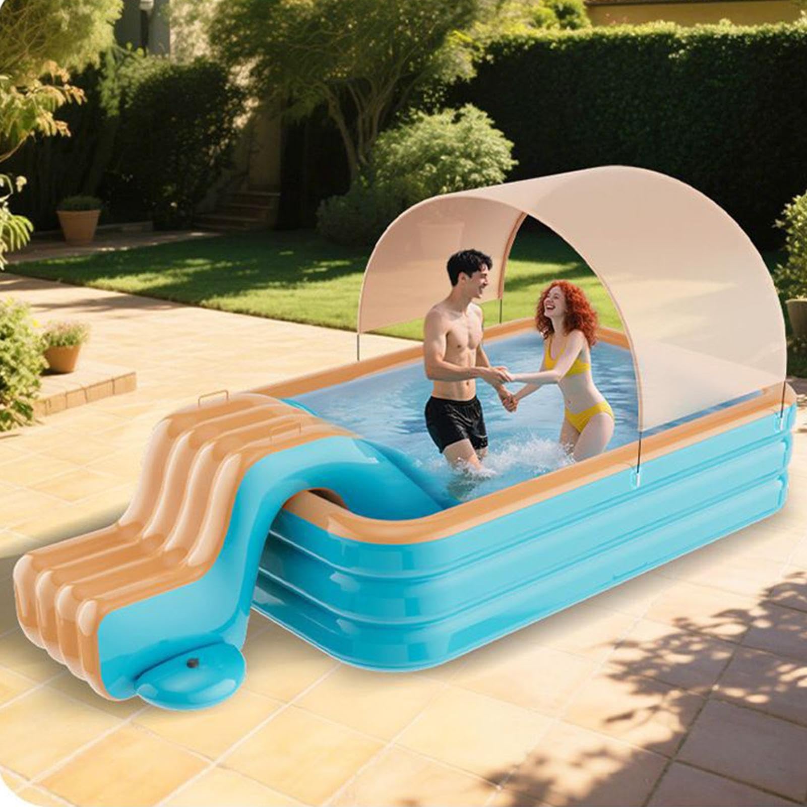 Slimabile Per Piscina, Scivolo D'acqua Gonfiabile, Slittamento Del Divertimento Estivo, Configurazione Rapida 'inflazione, Design Coinvolgente, 175x105x75 Cm, Ideale Per Feste Ed Eventi