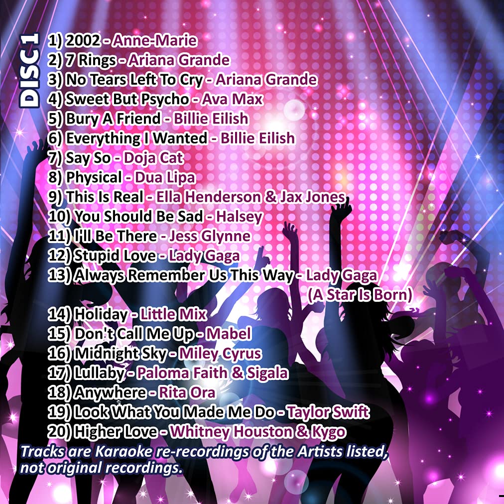 Mr Entertainer Big Hits of Chart Girls - Double G G) Pack. 40 Top Songs. chansons féminines modernes de filles