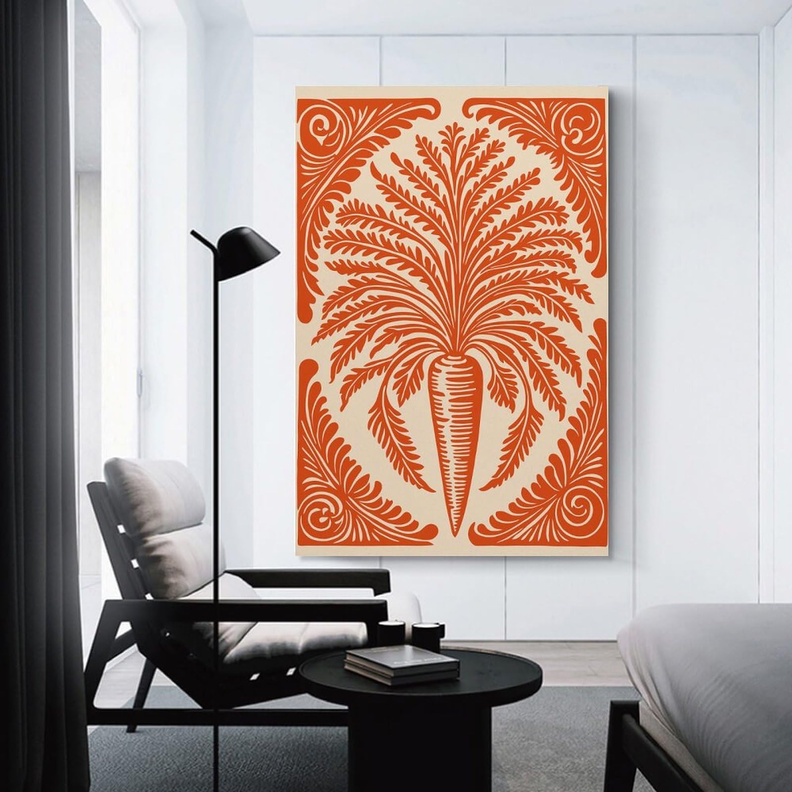 Junmoney Decorative Carrot with Ornate Border Wall Picture Print 20x30inch(50x75cm), for Lounge Decor, Offices Or Entryway Styling, Versatile Wall Decor for Many Rooms