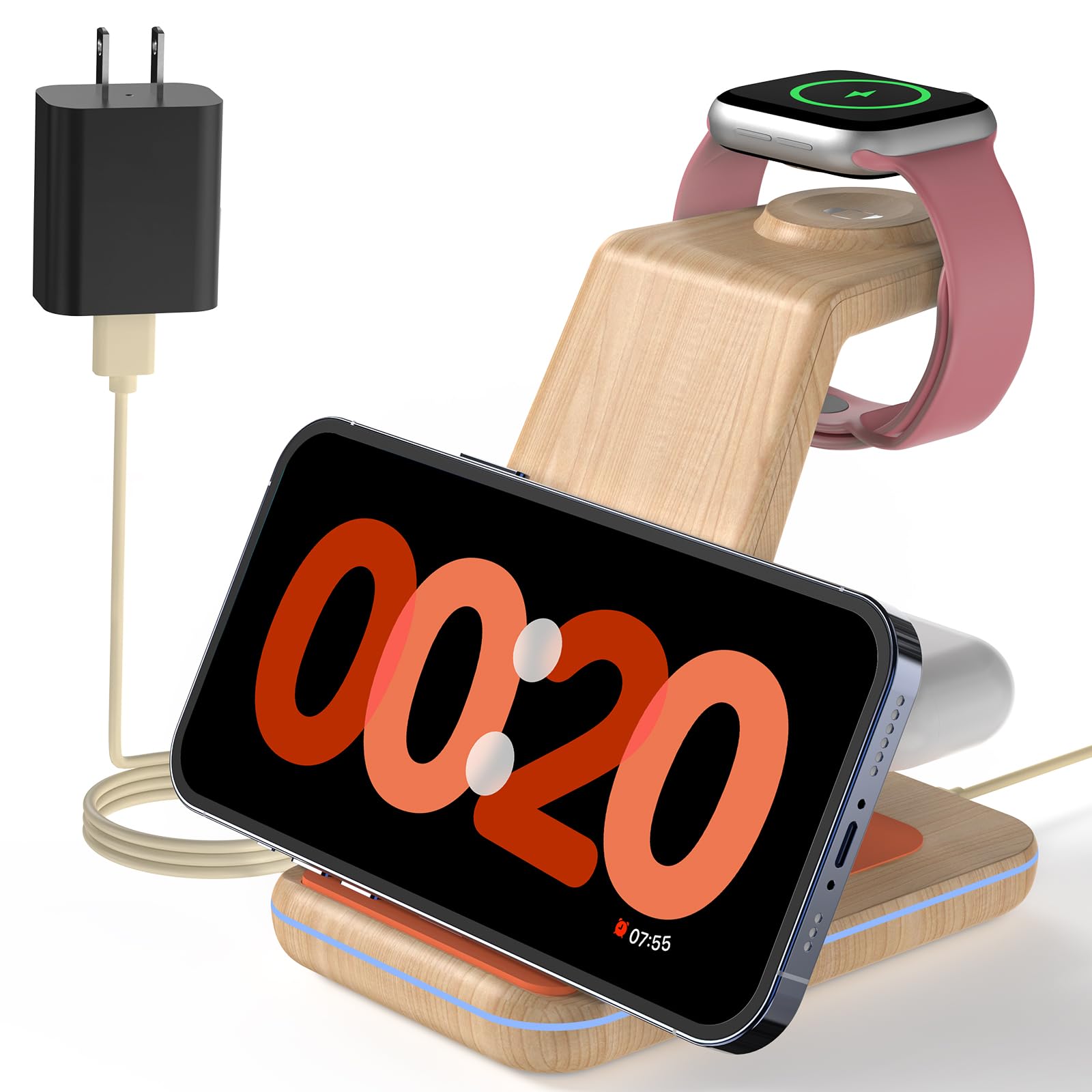 Wireless Charging Station for Apple Products: 3 in 1 Apple Wireless Charger for iPhone 16/15/14/13/12/11/SE/X Pro Max - Apple Watch Ultra/10/9/8/SE/7/6/5/4/3 - AirPods 2/3/4 Pro