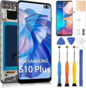 ARSSLY for Samsung Galaxy S10 Plus Screen Replacement for Samsung s10+ LCD Display G975F G975U G975W 6.4"" Touch Screen Digitizer Full Assembly with Frame Black Without Fingerprint Function