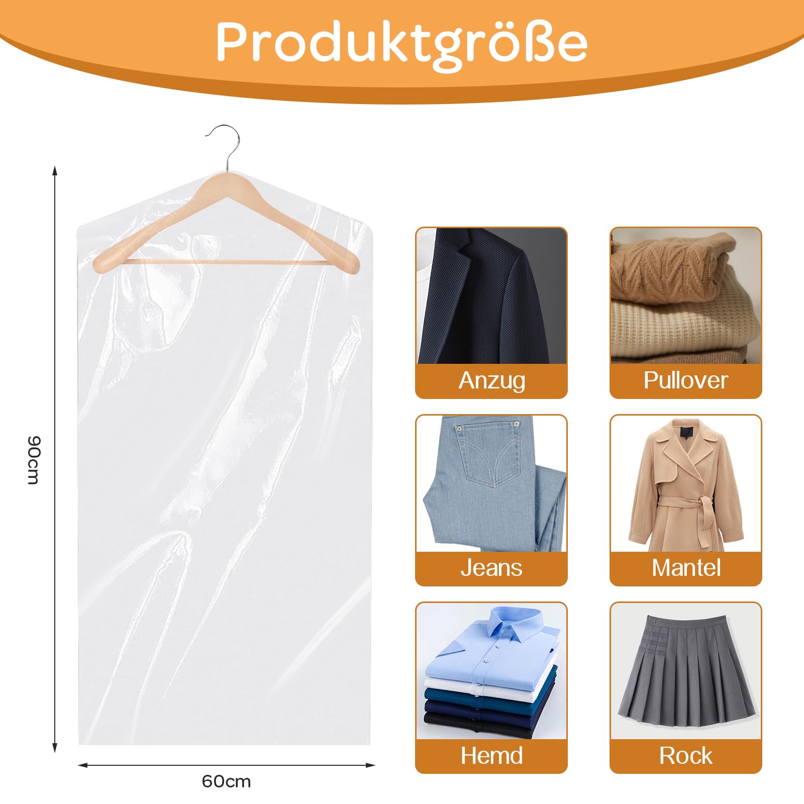 30 custodie protettive in plastica trasparente, antipolvere, per vestiti, vestiti e camicie, 60 x 120 cm