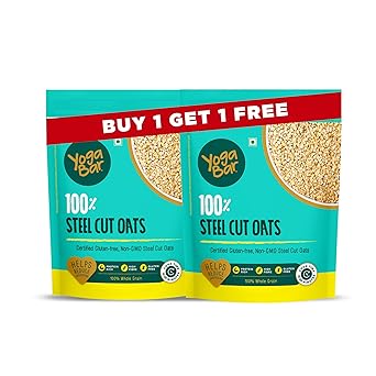 Yogabar Steel Cut Oats 750g(Pack of 2)| 100% Whole Grain, Gluten-Free, High Fiber, Non-GMO, Protein-Rich, No Sugar Added - image, photos